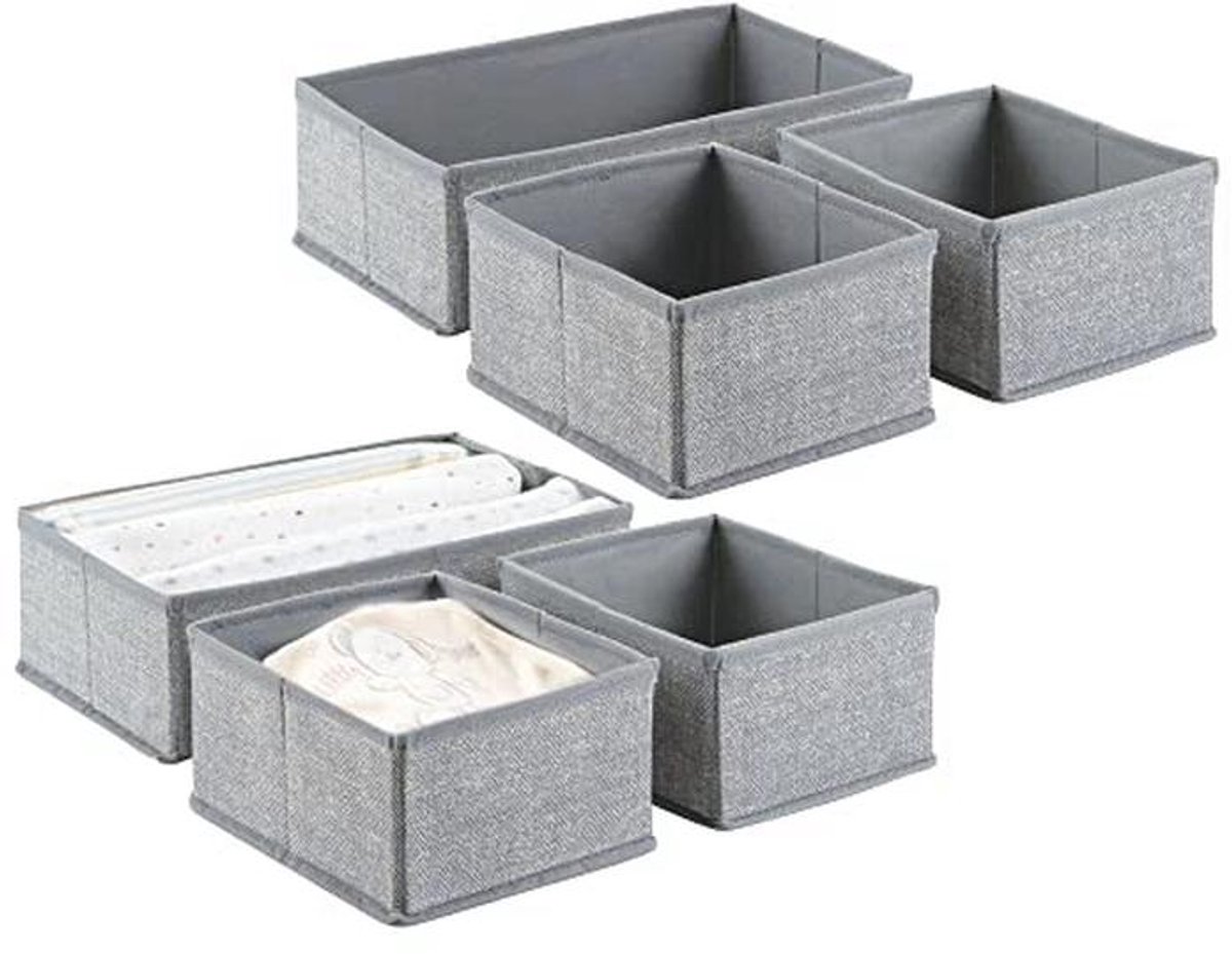 Lades organiser - Opbergdozen voor kinderkamer en babykamer - Grijs - Set van 2