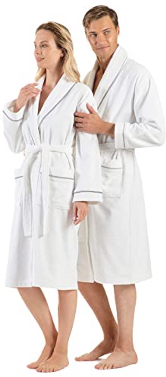 100% Turkish Cotton Terry Bathrobe - Unisex Absorbent Luxury Lounge Wear