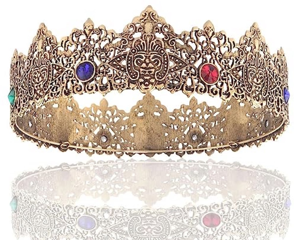 Mannen Tiara Kroon - Middeleeuwse Hoofdband met Kristallen voor Feestelijke Gelegenheden