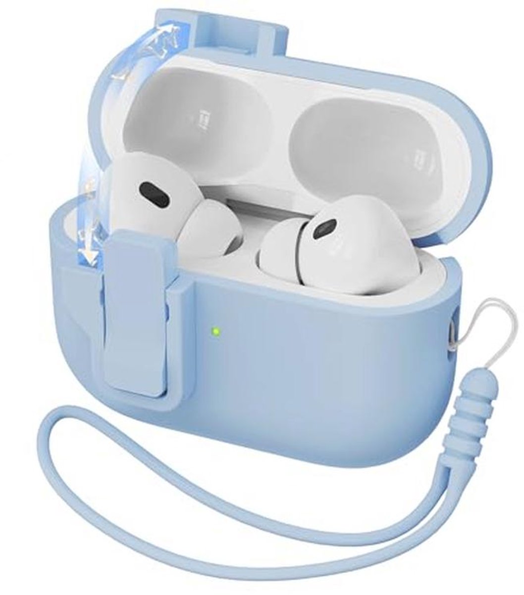 Draagbare Siliconen Hoes voor AirPods Pro 2e Generatie - Lichtblauw