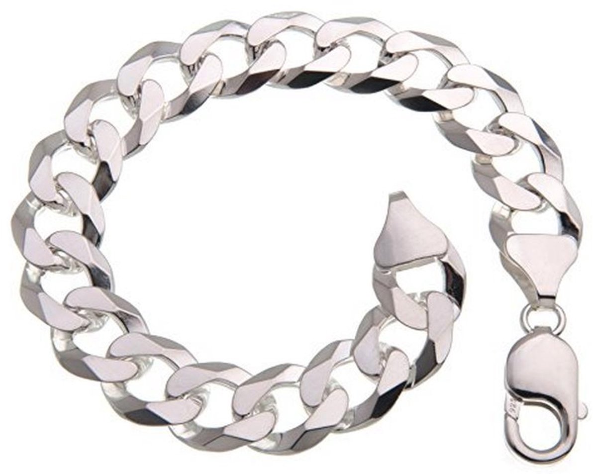 Zilveren schakelarmband 12 mm - 925 zilver - lengte 16-25 cm