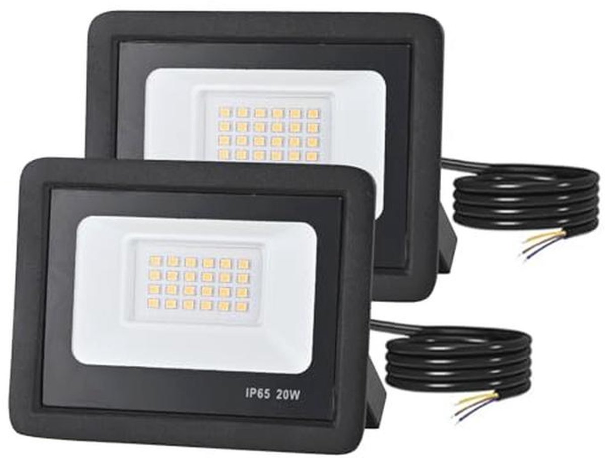 LED Buitenlamp 20W - 2000 Lumen - IP65 Waterdicht - Krachtige Verlichting voor Tuin en Garage (2 Stuks)