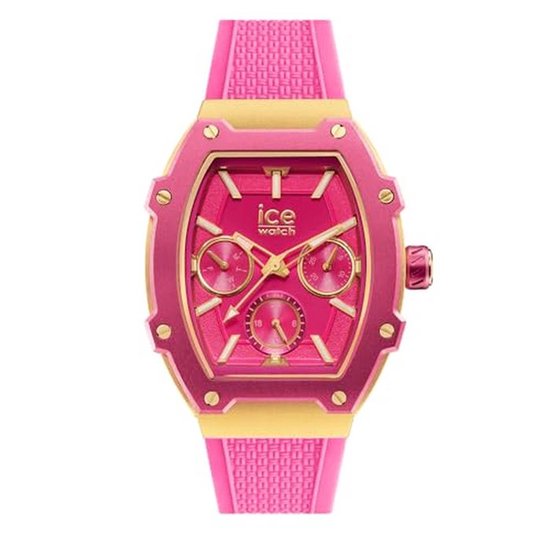Montre ICE WATCH ice power pw1 mixte analogique, boîtier plastique noir, lunette dorée, bracelet