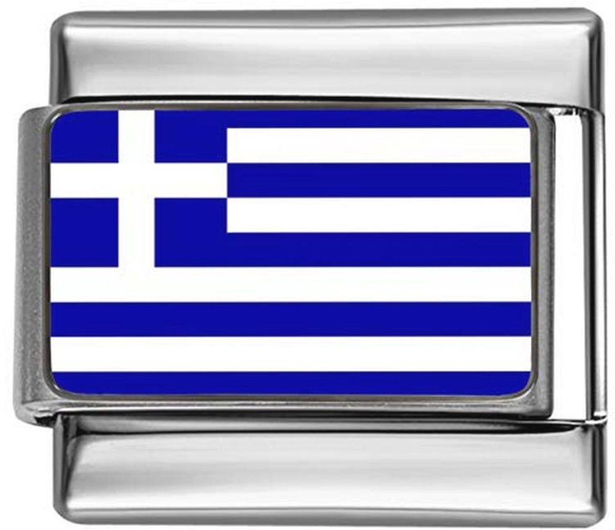 Griekse Vlag Charm 9mm - Traditioneel Italiaans Modulaire Sieraden