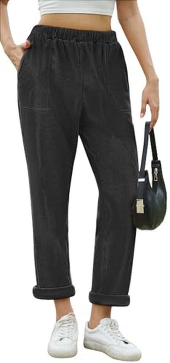 Dames Corduroy broek met elastische taille en zakken
