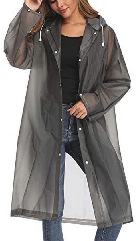 SaphiRose PONCHO Lange regenjas met capuchon voor dames, outdoor regenjas, windbreaker…, Groen-2, M