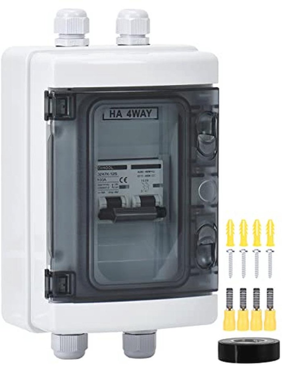 Stroomonderbreker 12V DC Scheidingsschakelaar voor Zonne-installatie 100A 2-polig met IP65 Waterdichte Behuizing