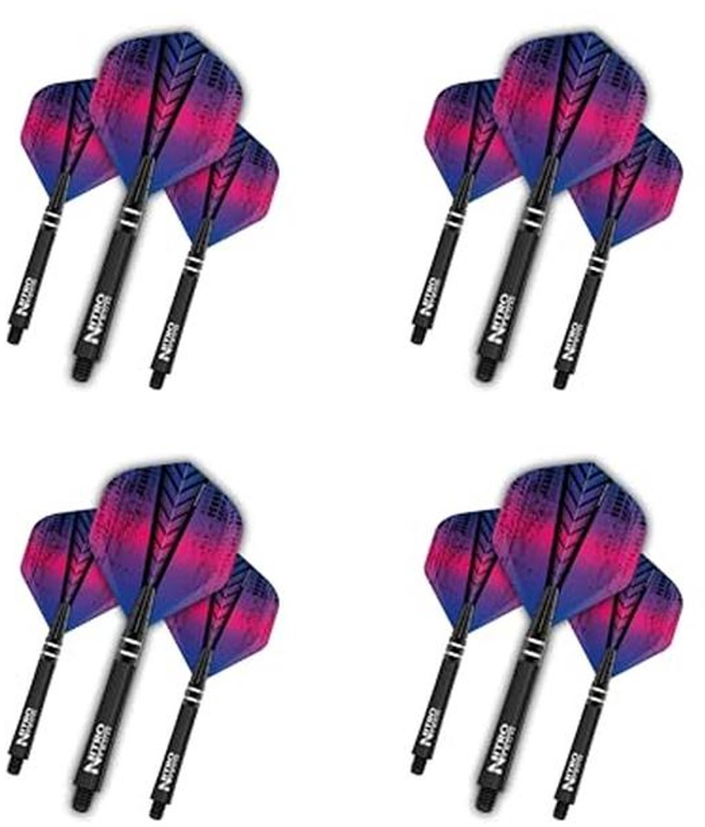 Dart Flights en Stems Combo - 4 sets standaard flights en 4 sets Medium Nitrotech Stems