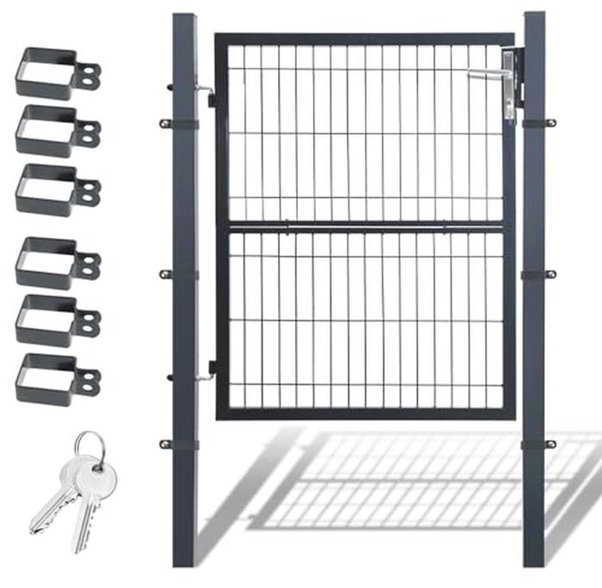 Metalen Tuinpoort 120 x 100 cm - Verzorgde Hekdeur van Roestvrij Staal met Handvat en Slot