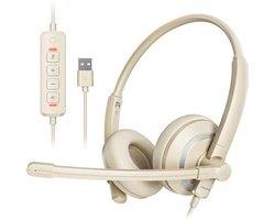 USB-headset met microfoon voor pc en laptop - Ruisonderdrukkende on-ear hoofdtelefoon voor kantoor en webinars