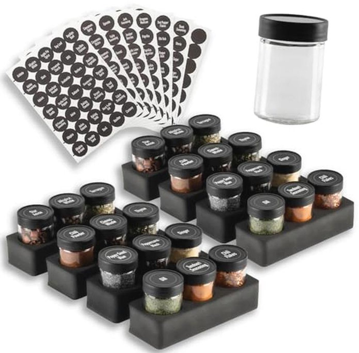 Spice Rack voor Keukenlade - 24 Jar met Labels