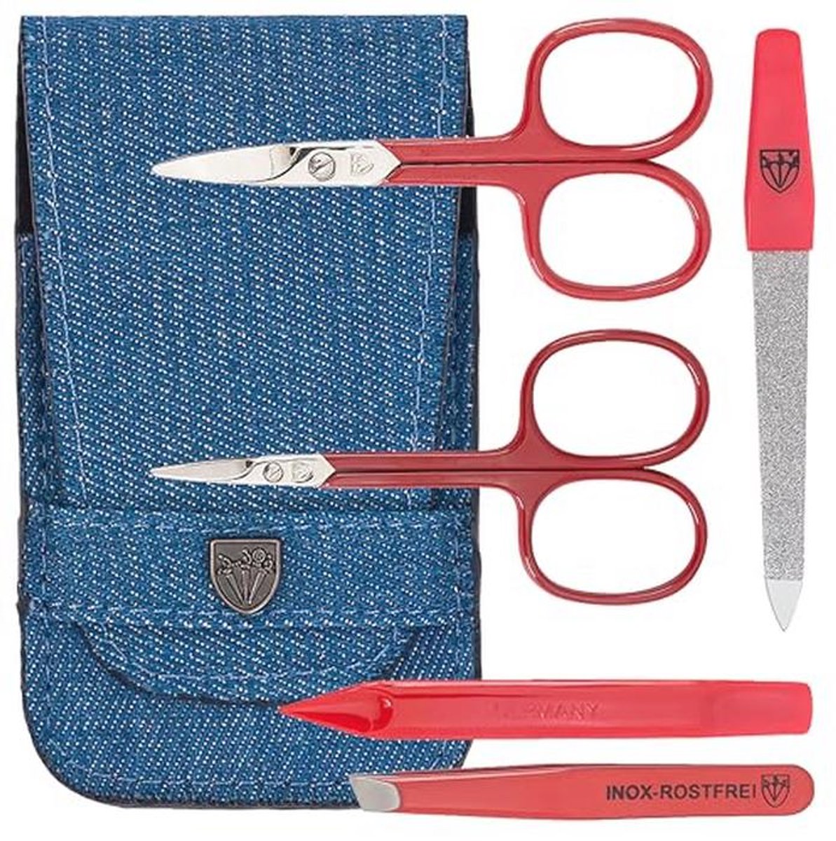 Manicureset voor Kinderen en Tieners - 5-delig Nagelset in Rood/Jeans