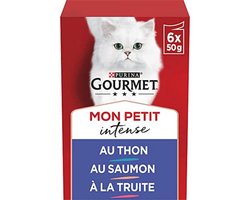 GOURMET Mon Petit met Tonijn, Zalm, Forel Kattenvoer nat 6 x 50g (48 Portiezakje; 2,4kg)