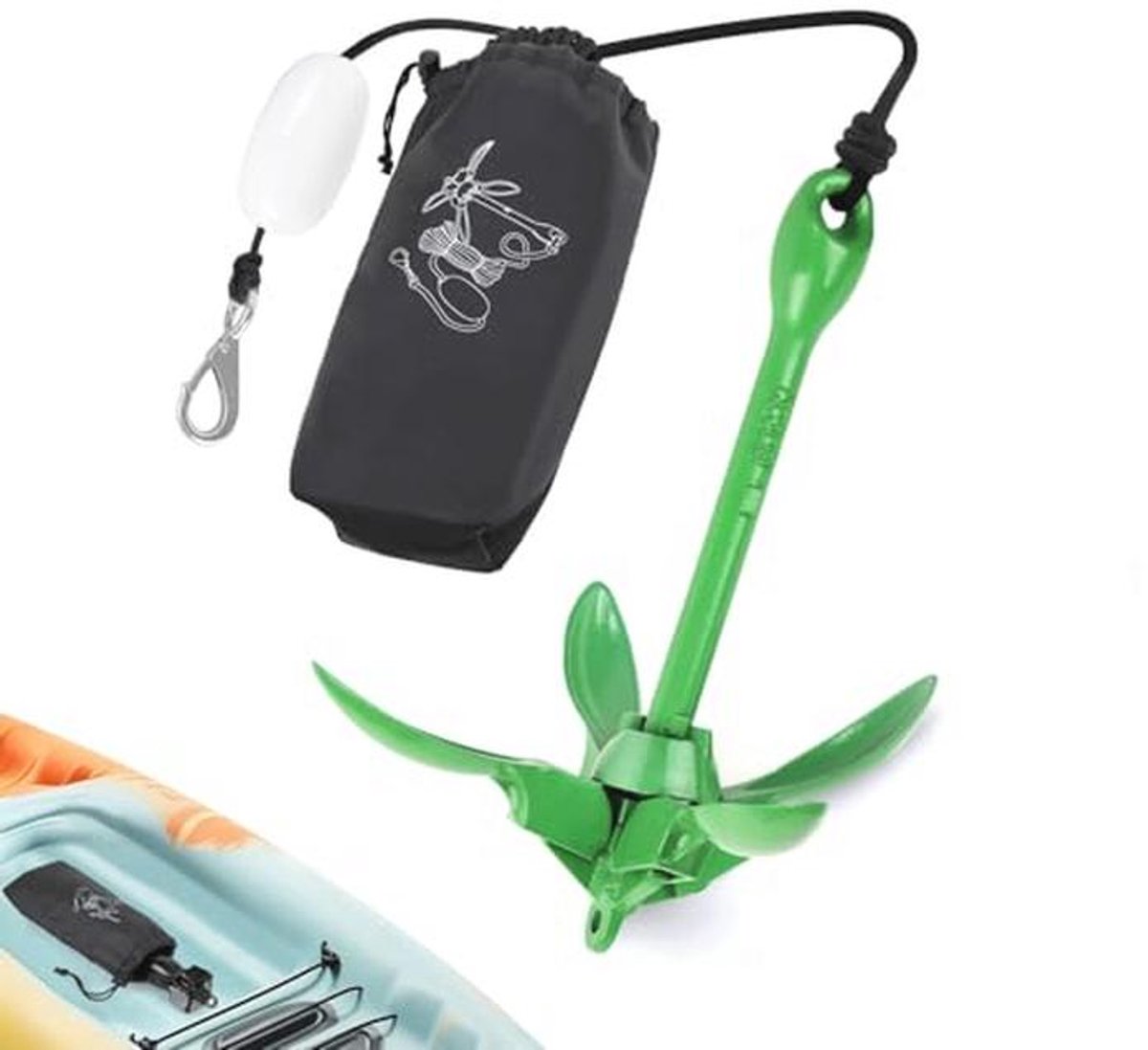 Kajakanker 1,6 kg - Paddleboardankerset met kettingset voor kajak, SUP en kano