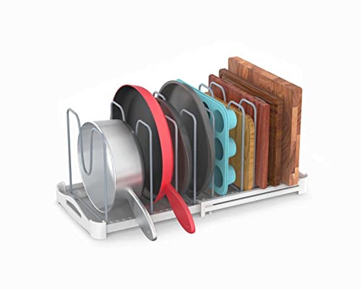 Verstelbare Bakvormen en Deksel Organizer Rack voor Potten en Kookgerei