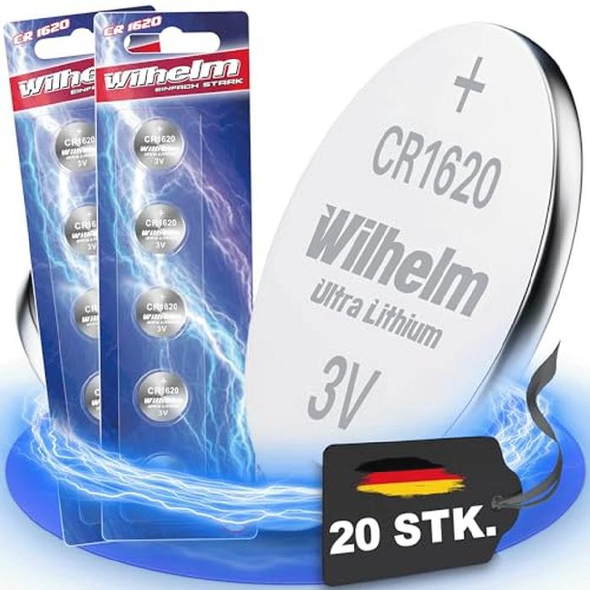 20 x CR1620 Lithium Knoopcel 3V 70mAh – Blisterverpakking