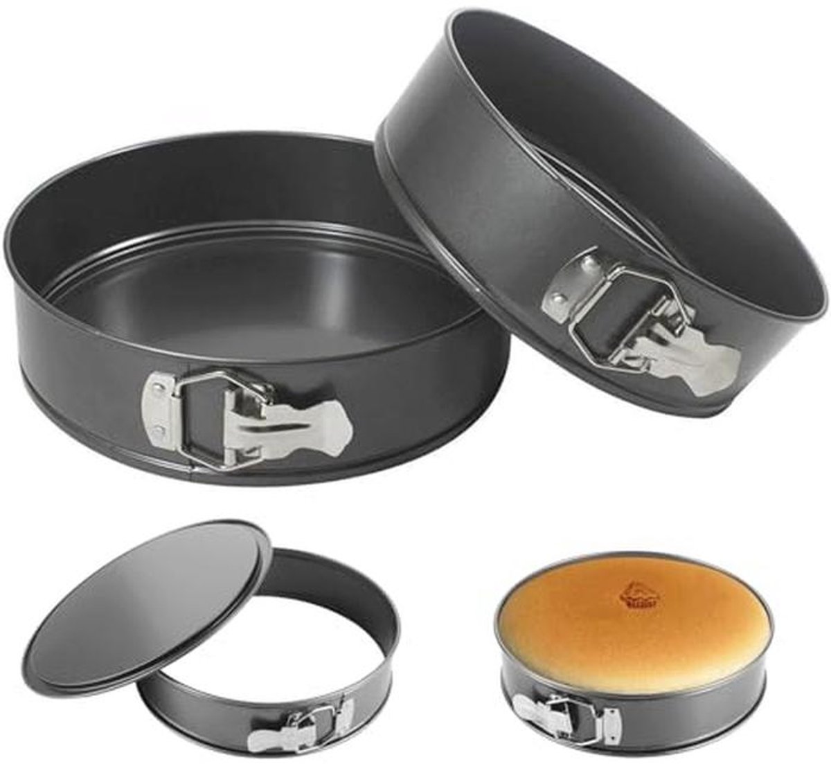 Set van 2 ronde lekvrije springvormen 26 cm voor taarten en cakes