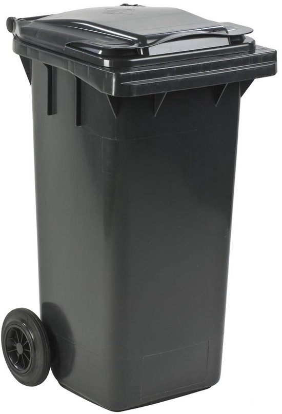 Kliko Kunststof Afval Rolcontainer Mini - Prullenbak - 120 Liter Inhoud - Grijs
