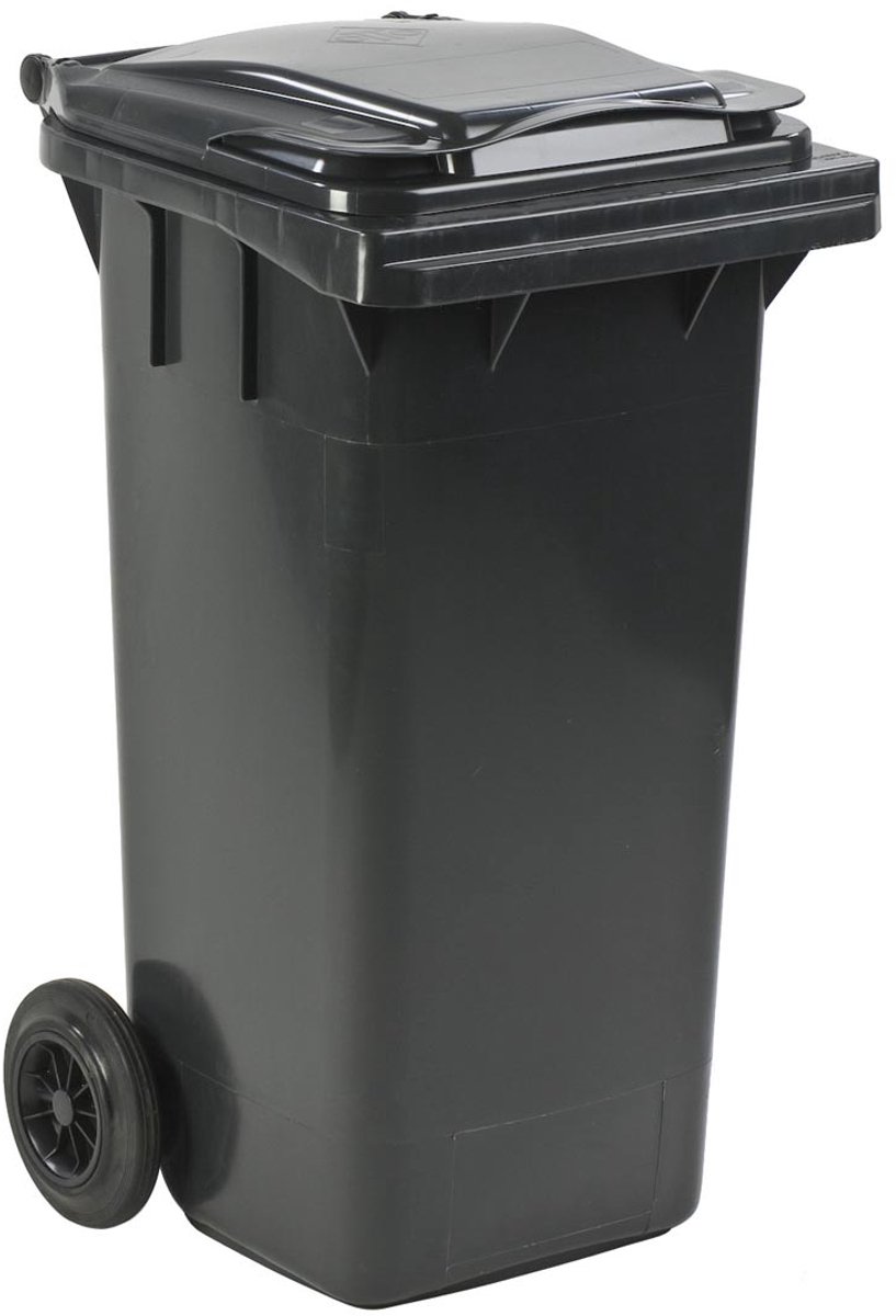 Kliko Kunststof Afval Rolcontainer Mini - Prullenbak - 120 Liter Inhoud - Grijs