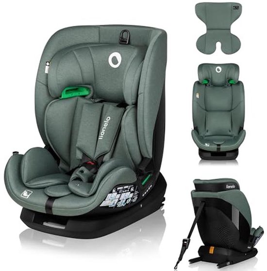 LIONELO HARPER I-SIZE Kinderautositz von 76 bis 150 cm, 1,2,3-Gruppe, konform mit R129 i-Size Standard, Montage in Fahrtrichtung ISOFIX und TT-Gurt, Kopfstützen- und Rückenlehnenverstellung
