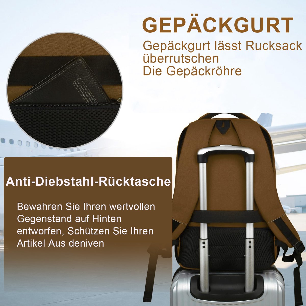 STILVORA Reistassen - Rugzak, Travel Rugzak, Laptop Rugzak, Grote Capaciteit Rugzak, Lichtgewicht Grote Capaciteit Rugtas, 18 Inch Rugzak, Backpack Voor Werk En Reizen, Travel Backpack Met Veel Vakken, Bruin, Oxford-Stof