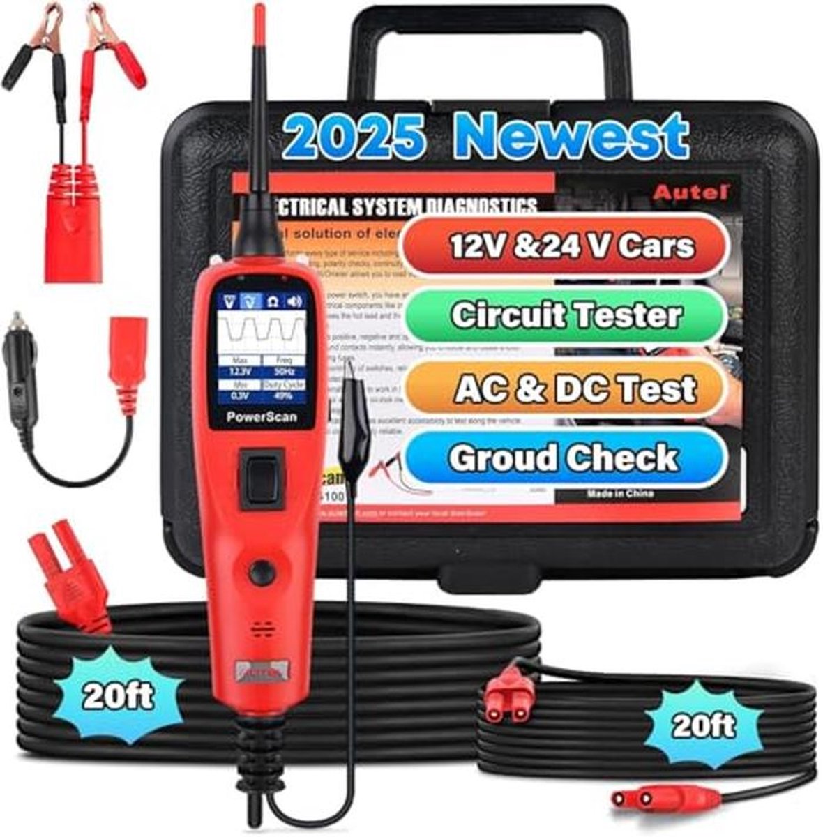 Professionele Automotive Circuittest met 20ft Kabel - Elektrische Systeem Diagnose Tool