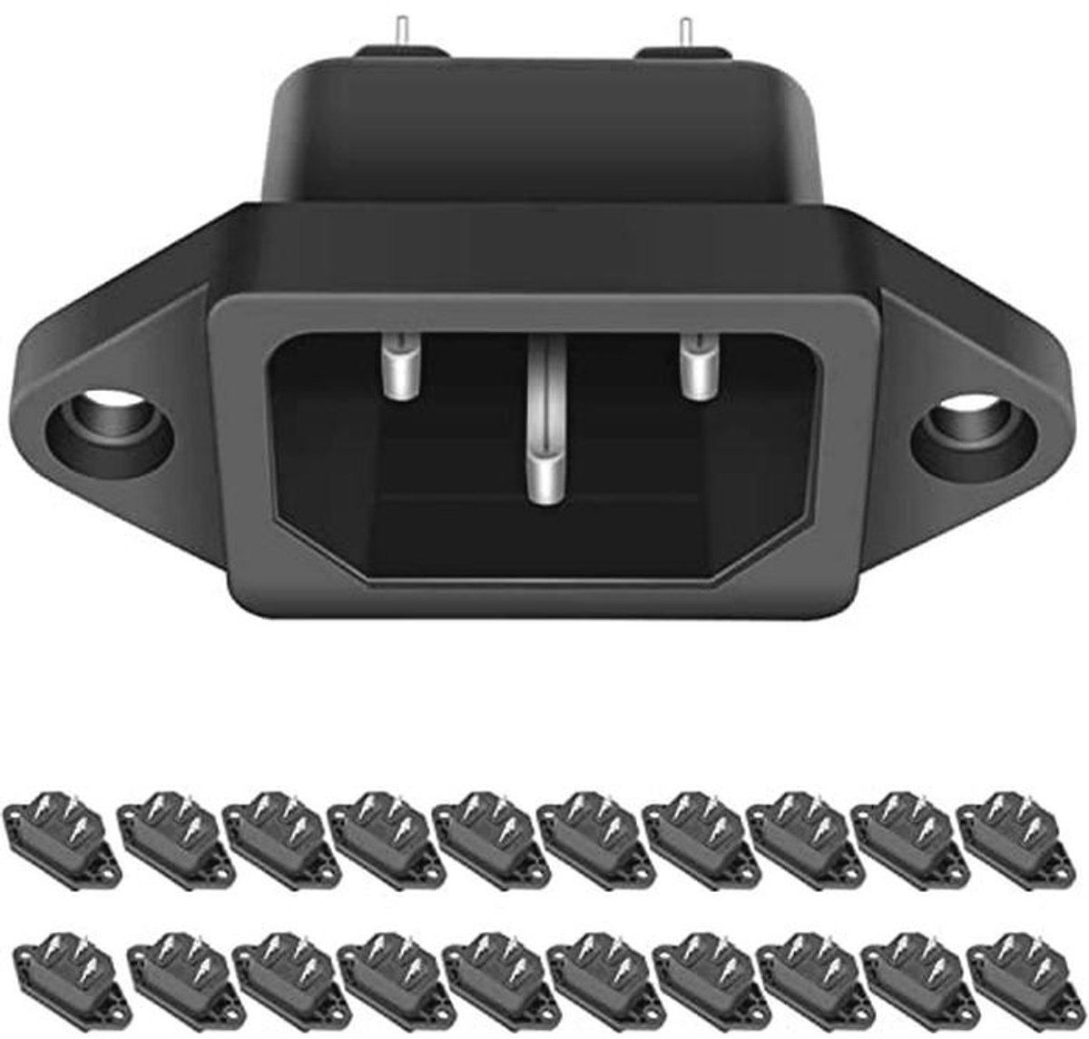 20-Pack AC 250V 10A IEC 320 C14 Paneelmontage Plug Adapter