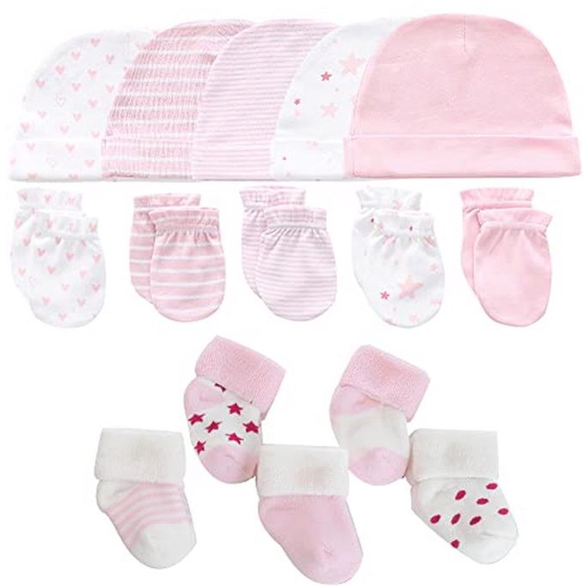 Dik Warm Baby Hoeden, Handschoenen en Sokken Set voor Pasgeborenen - 0-6 Maanden