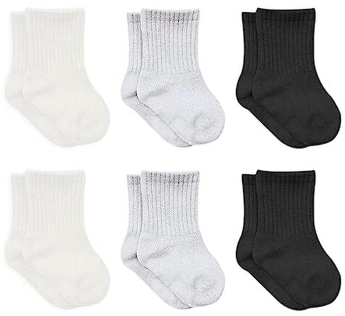 Katoenen 6 paar babysokken voor pasgeborenen en peuters | Stoppersokken en naadloze sokken | Kindersokken voor jongens en meisjes
