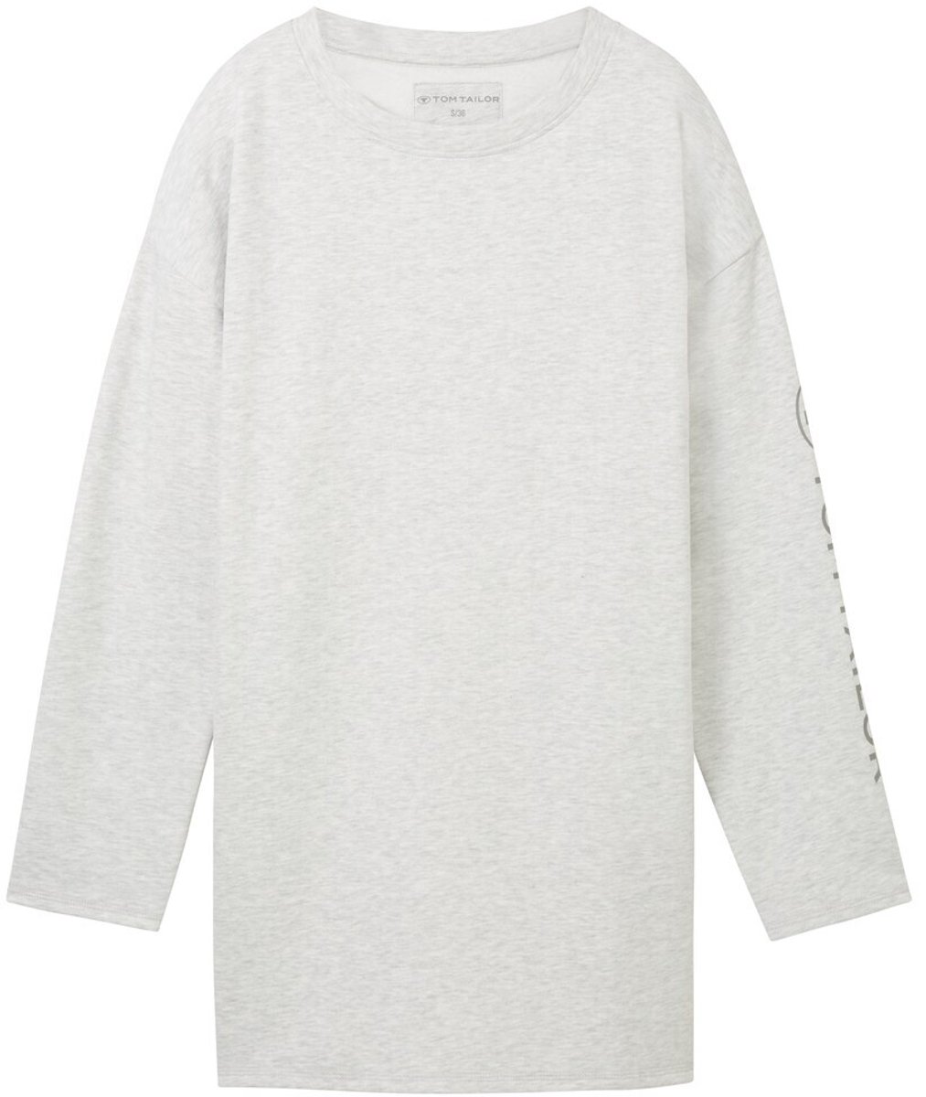 Tom Tailor - Loungewear oversized shirt met lange mouwen en logoprint - Maat 3XL/46 - weiß-mittel-melange