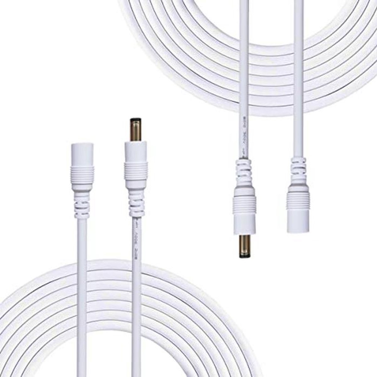 DC Verlengkabel 5.5mm x 2.1mm Aansluitkabel voor Voeding en CCTV Camera - 2 Stuks 3m Wit