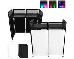 Draagbare DJ Booth met Verstelbare Tafel en Zwart-Witte Scrims - Ideaal voor Bruiloften en Evenementen