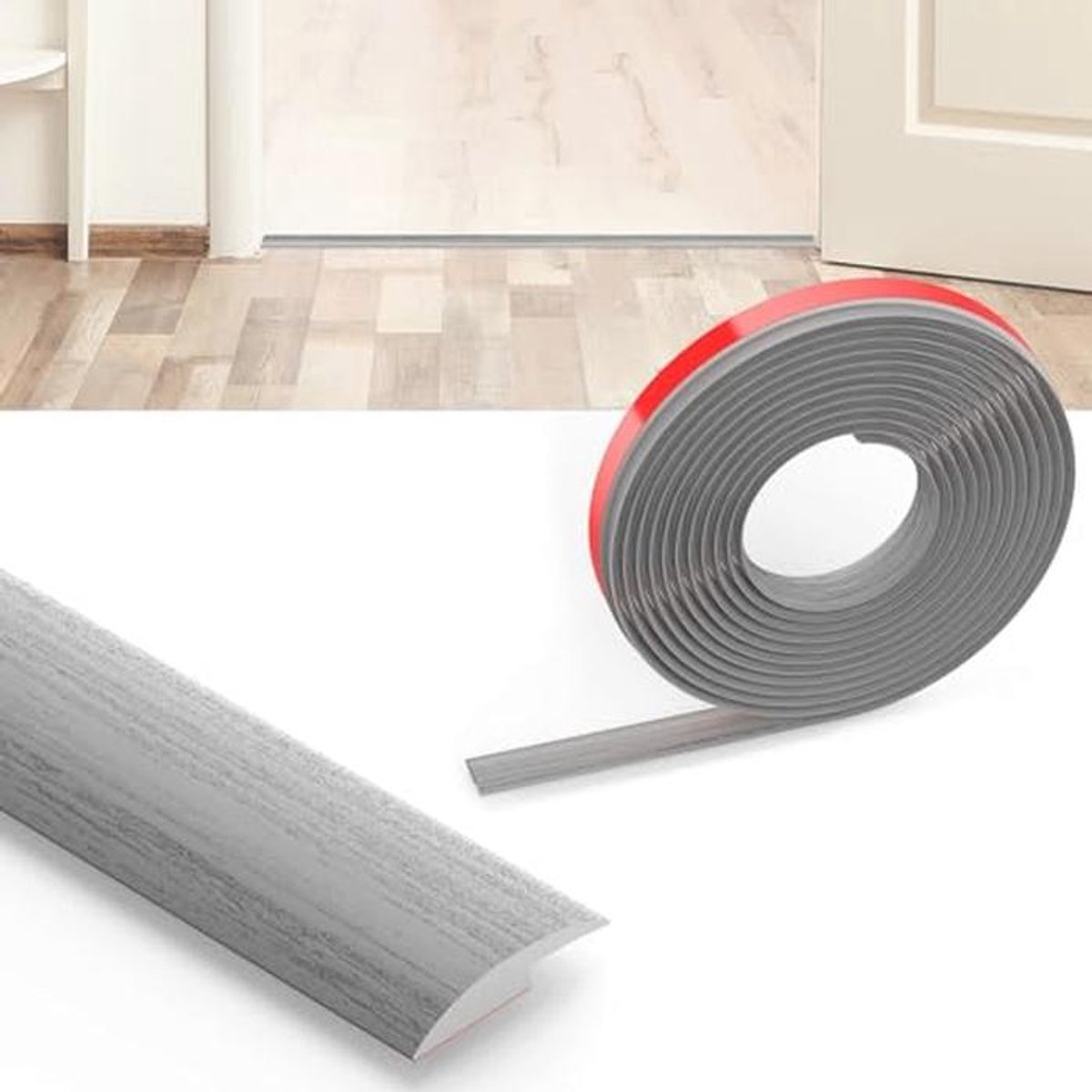 Laminaatvloer drempel overgangsstrip 1,2 m - Zelfklevende PVC vloerverdeler strip