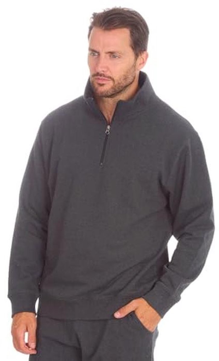 Heren geborsteld fleece casual 1/4 rits trui