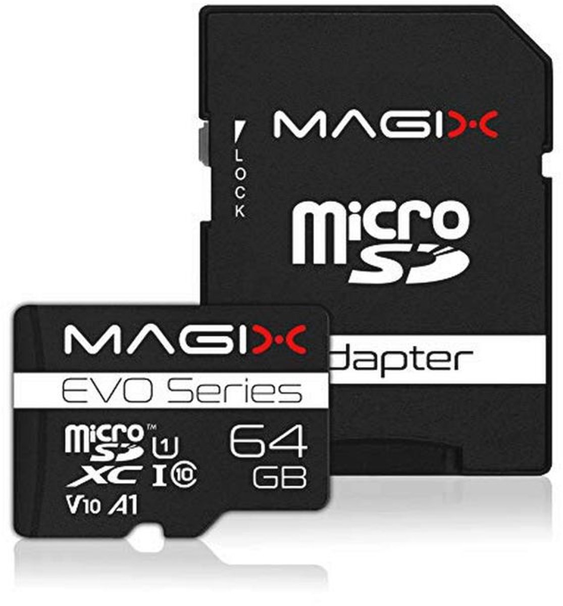 64 GB microSD Kaart Class10 V10 U1 - Leessnelheid tot 80 MB/s - EVO-serie met SD-adapter