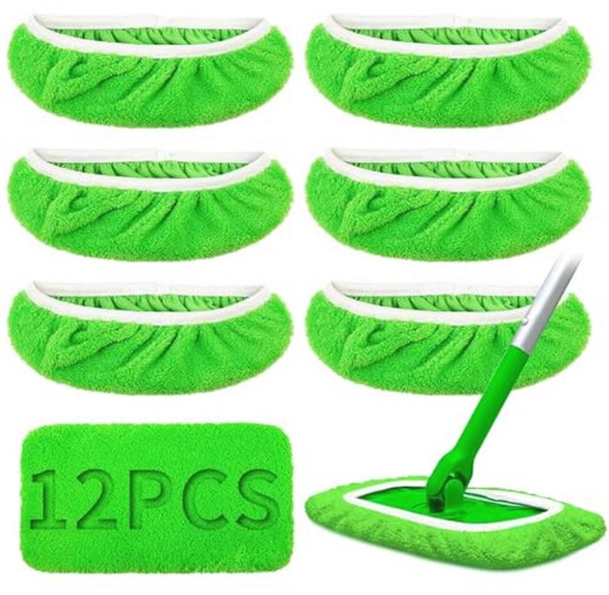 12 Stuks Herbruikbare Vloerdoeken voor Swiffer - Microvezel en Koraalvlies