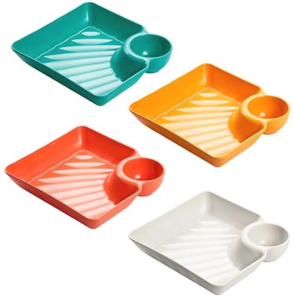 4 stuks snackborden voor dips, snacks en appetizers - Antislip en ruimtebesparend