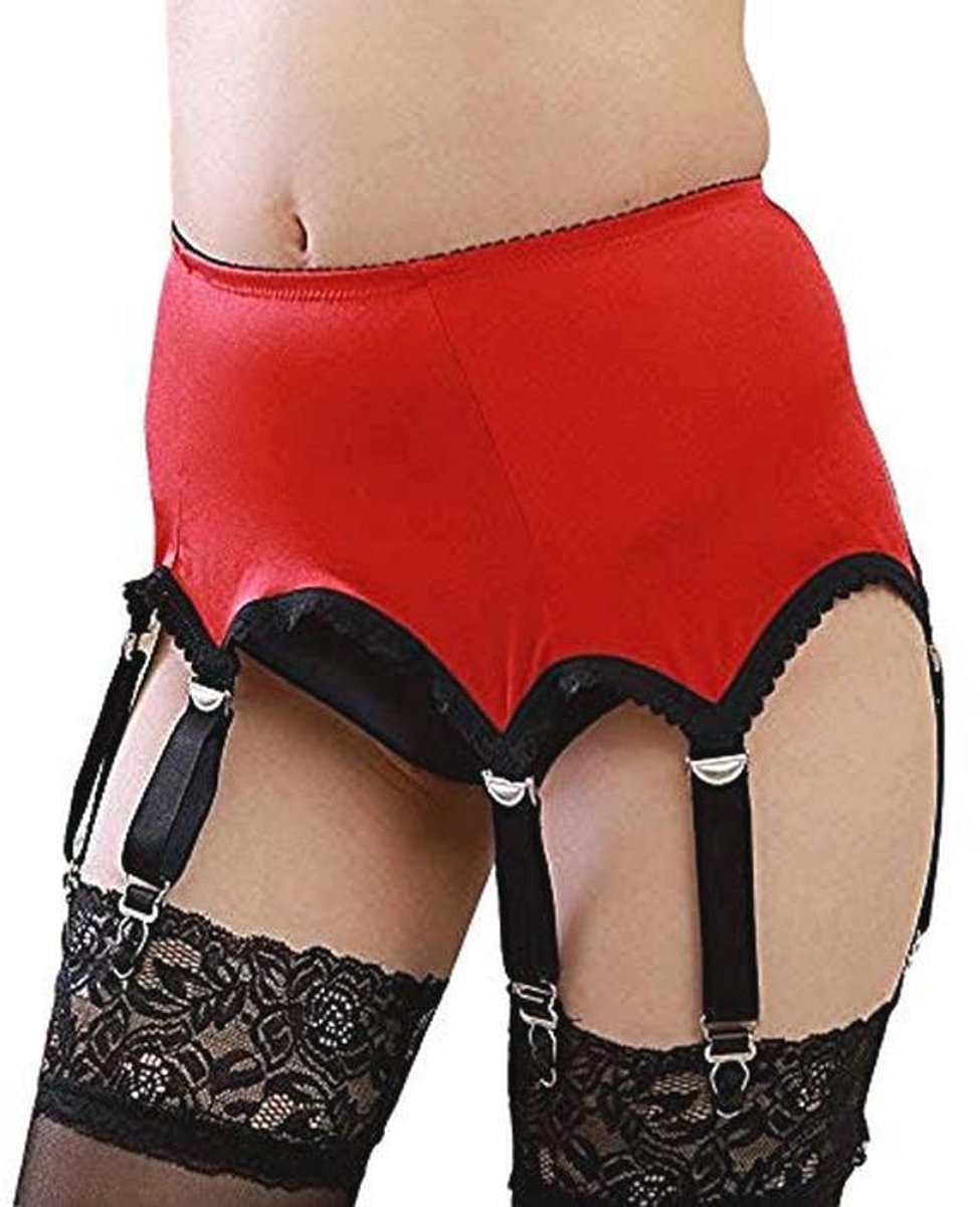 Vintage kousenband riem voor vrouwen met clips - Rood - S t/m 2XL