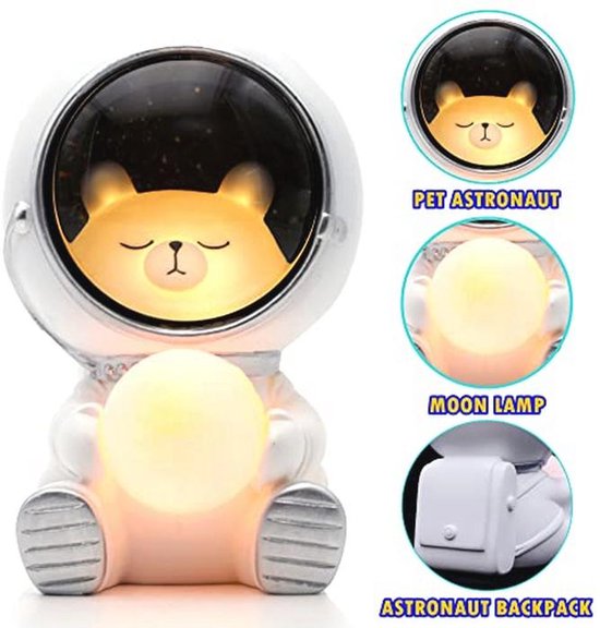JCRFC Astronaut Resin Night Light Kids Nursing Light Moon Lamp LED Night Light Baby Nursery Decor Personalized Lamp Sleep Light Baby Night Lamp Children's Lamp With Battery Snooze Lights (beer) van Merkloos — afbeelding 3
