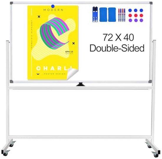 VIZ PRO Whiteboard met aluminium frame, magnetisch 120 x 90 cm