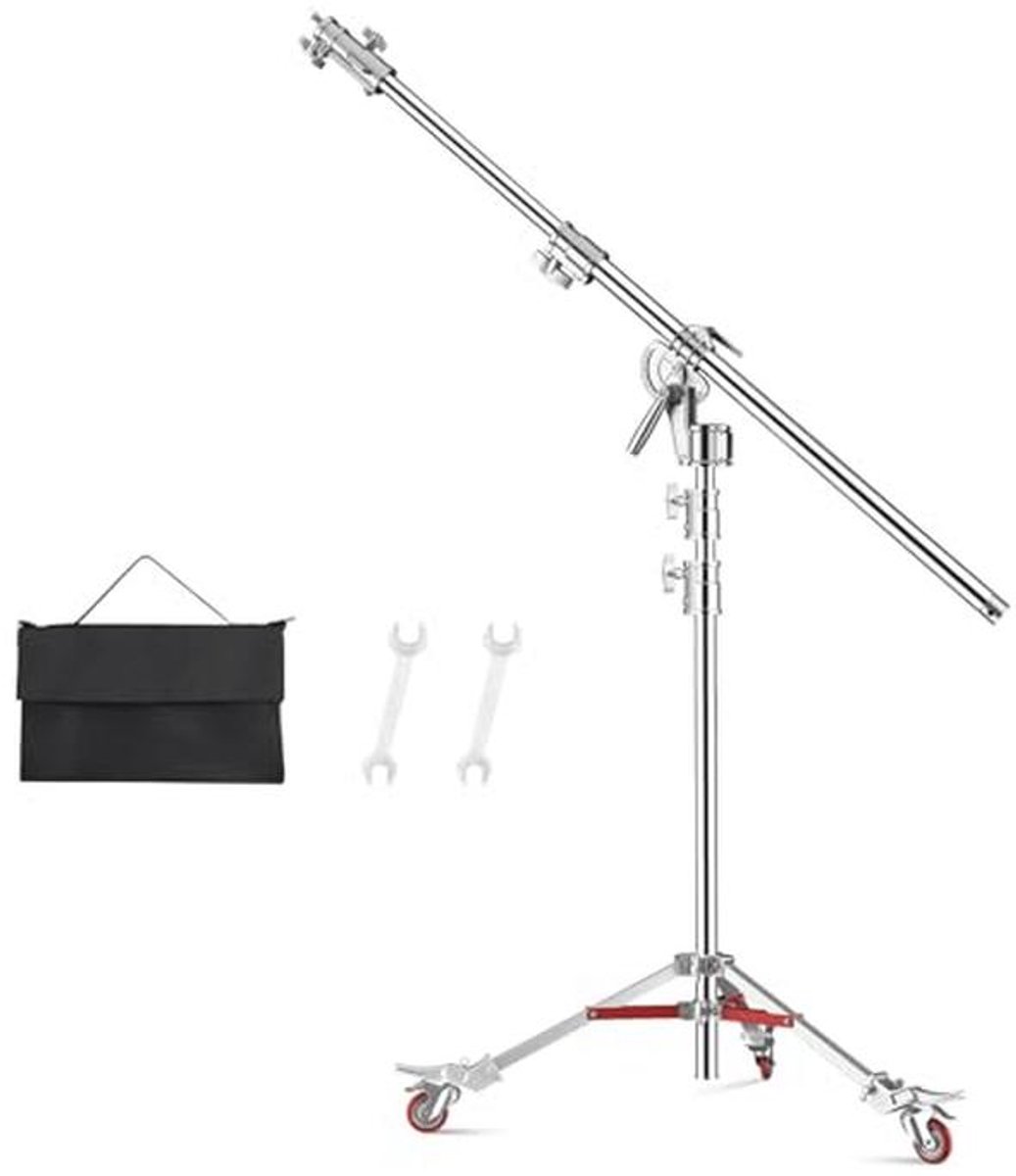 Lichtstatief C-standaard 100% Roestvrij Staal met Wielen en Max. Hoogte van 450 cm