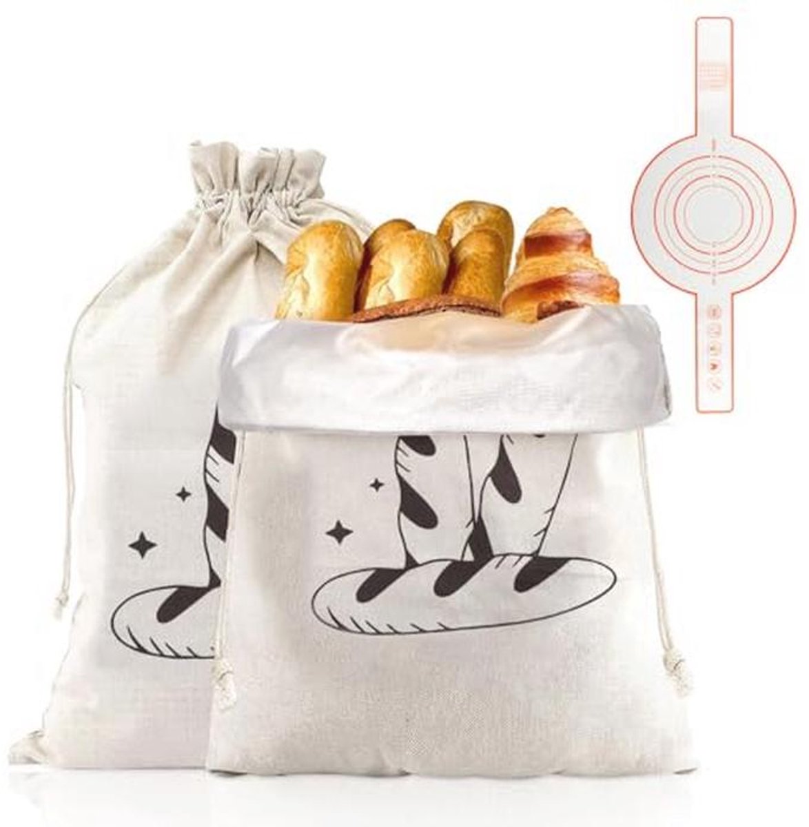 Linnen Broodzakken Pack van 2 44 x 30 cm Herbruikbare Broodzak voor Vers Brood