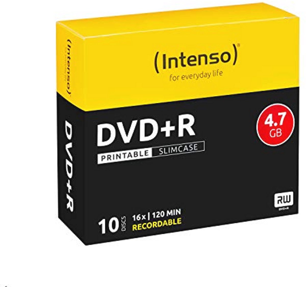 DVD+R blanco, printable, 4,7 GB, 16x snelheid, 10 stuks slim case