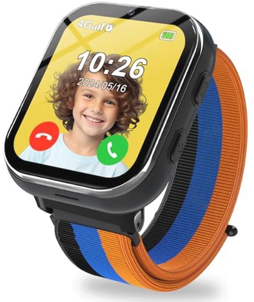 4G Smartwatch voor Kinderen met Telefoon, Videogesprekken, GPS, SOS en Stappenteller