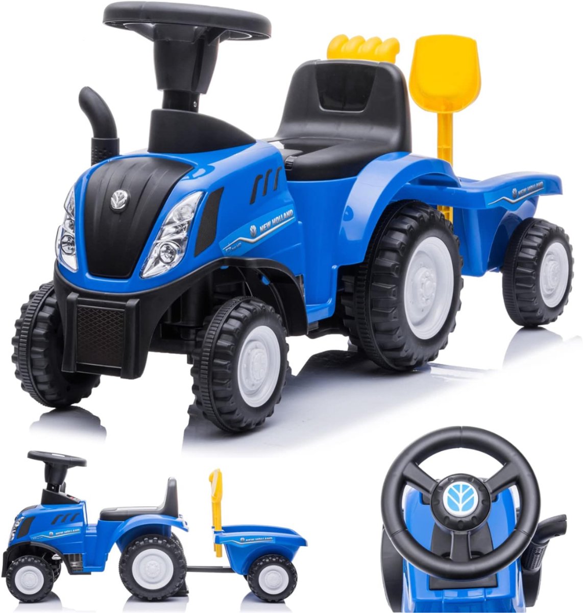 MMP® Looptractor - Loopauto - Loop Tractor - met Aanhangwagen en Hoorn - 56x29x43cm - Geel