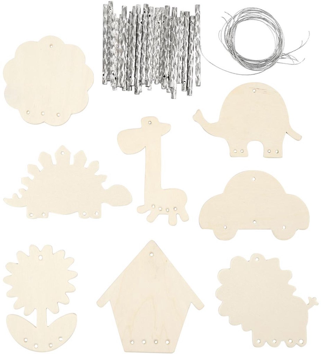 Houten Windgong - 24 Stuks - Triplex - Metalen Pinnen - DIY Knutselpakket - Windchimes