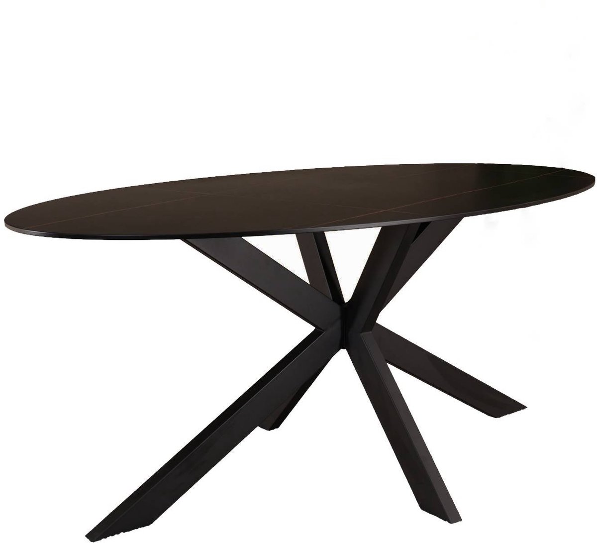Eettafel ovaal 180cm Figo marmerlook zwart ovale tafel steen