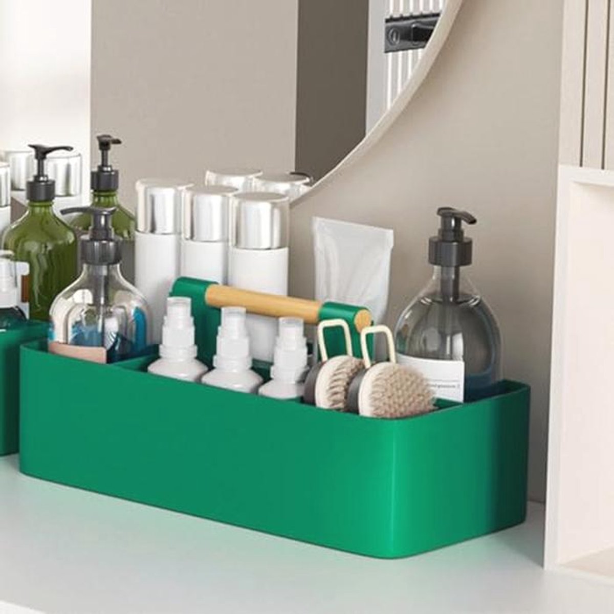 Multifunctionele Stapelbare Organiser voor Keuken, Badkamer en Bureau - Groene Opbergdoos