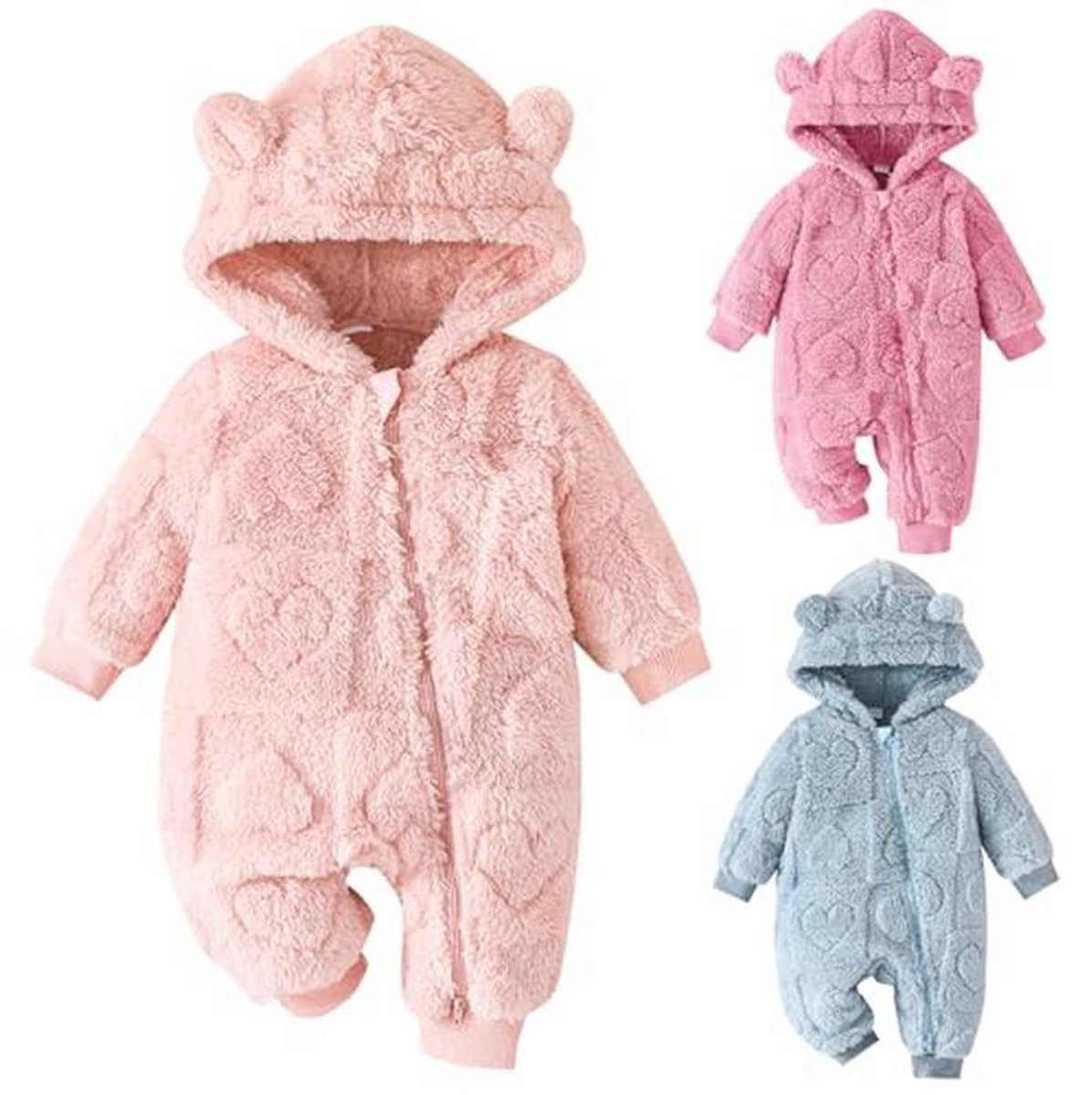 Pasgeboren baby winter sneeuwpak met capuchon – Fleece jumpsuit voor jongens en meisjes