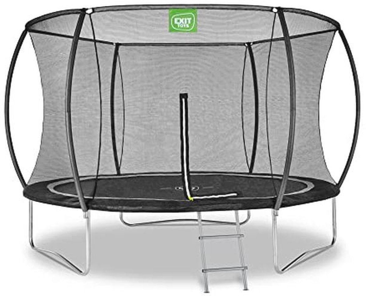 Ronde Trampoline 305cm met Veiligheidsnet en Ladder - Voetbescherming - Roestvast en Weersbestendig - Modern Design voor Kinderen - Zwart